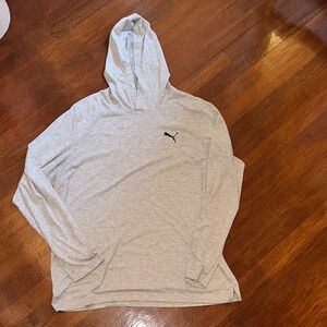 Puma Men's Light Heather Gray Sports Athletic Hoodie